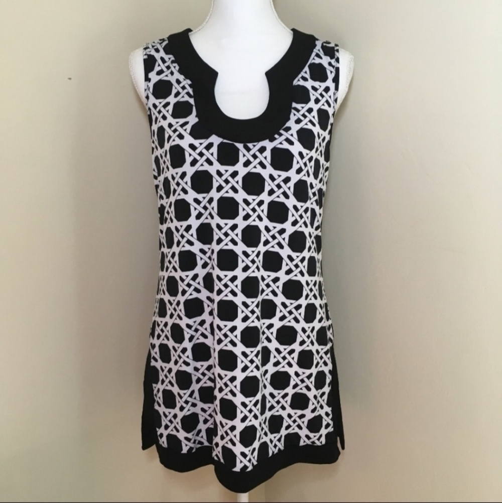 WHBM White House Black Market Geometric Print Tunic Women's Small S Sleeveless